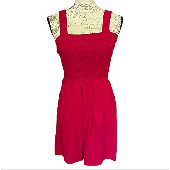 Zenana Red Burgundy Smocked Top Romper With Pockets Size Small - Picture 3 of 5